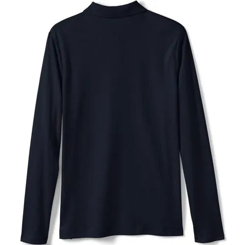 School Uniform Girls Long Sleeve Feminine Fit Interlock Polo Shirt