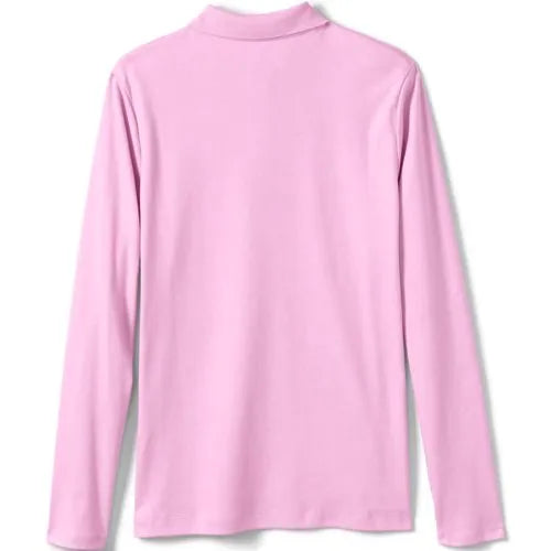 School Uniform Girls Long Sleeve Feminine Fit Interlock Polo Shirt