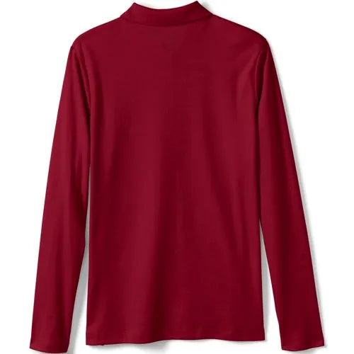 School Uniform Girls Long Sleeve Feminine Fit Interlock Polo Shirt