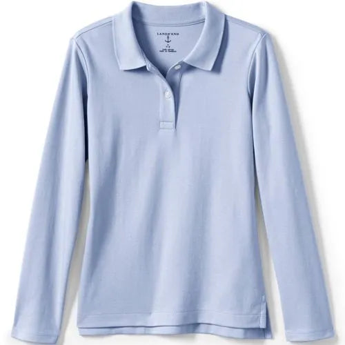 School Uniform Girls Long Sleeve Feminine Fit Interlock Polo Shirt