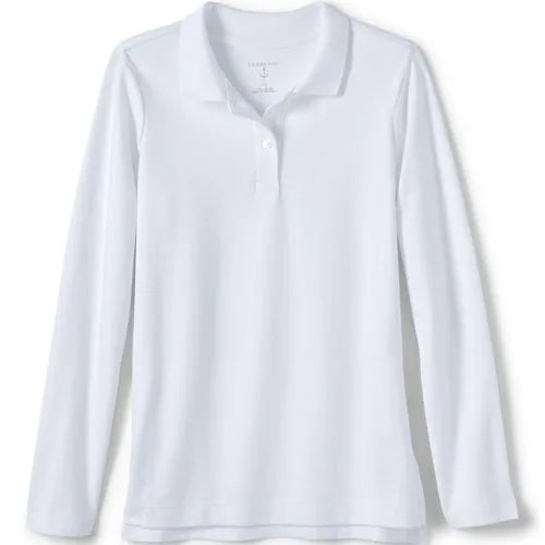 School Uniform Girls Long Sleeve Feminine Fit Interlock Polo Shirt