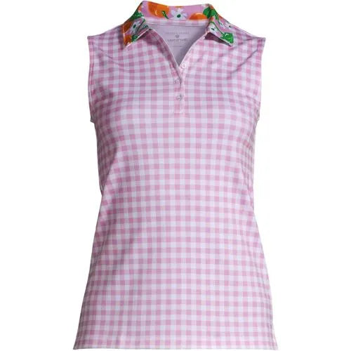 Draper James x Lands' End Women's Plus Size Sleeveless Supima Polo Shirt