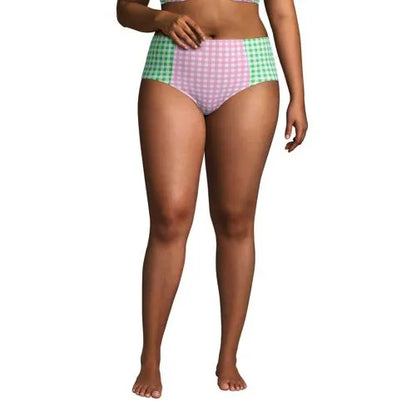 Draper James x Lands' End Women's Plus Size Chlorine Resistant Retro High Waisted Bikini Bottoms