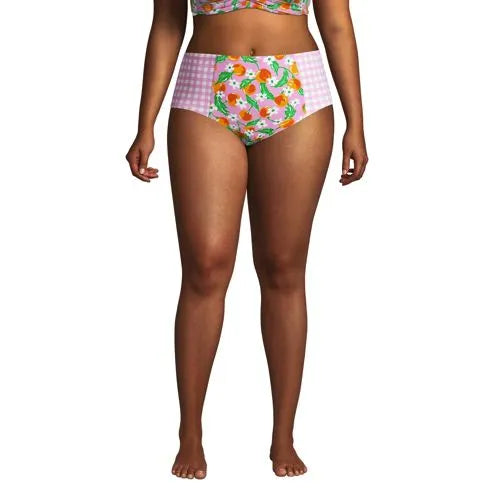 Draper James x Lands' End Women's Plus Size Chlorine Resistant Retro High Waisted Bikini Bottoms
