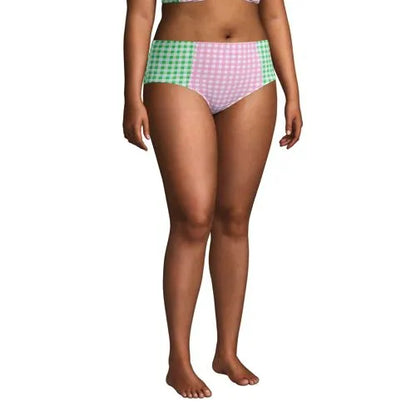 Draper James x Lands' End Women's Plus Size Chlorine Resistant Retro High Waisted Bikini Bottoms