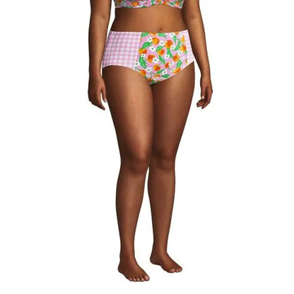 Draper James x Lands' End Women's Plus Size Chlorine Resistant Retro High Waisted Bikini Bottoms