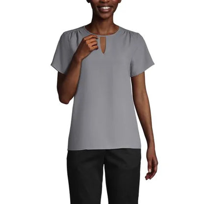 Women's Keyhole Crepe Blouse
