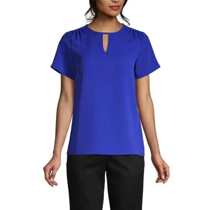 Women's Keyhole Crepe Blouse