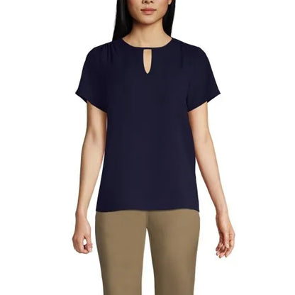 Women's Keyhole Crepe Blouse
