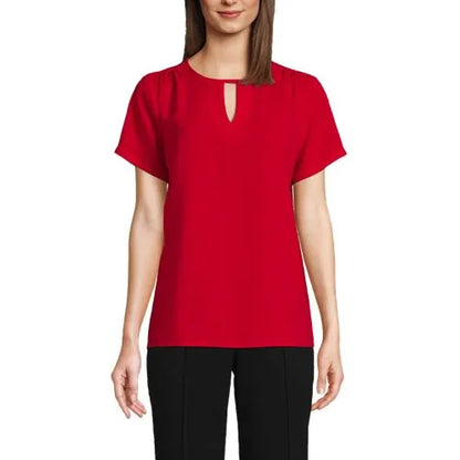 Women's Keyhole Crepe Blouse