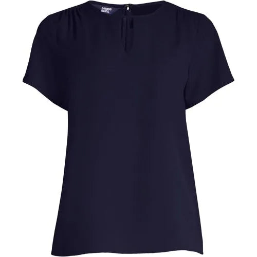 Women's Keyhole Crepe Blouse