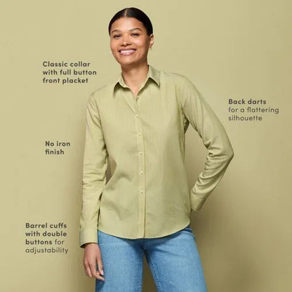 No Iron Button Front Shirt