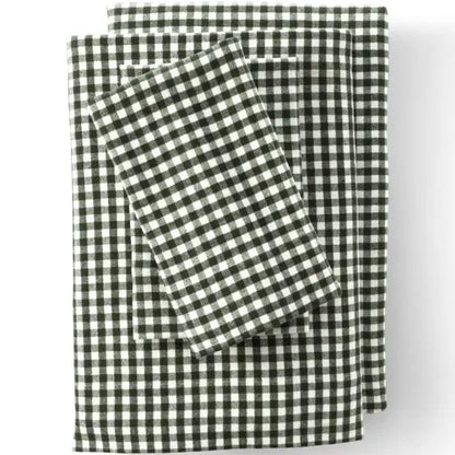 Comfy Super Soft Cotton Flannel Plaid Bed Sheet Set - 5oz