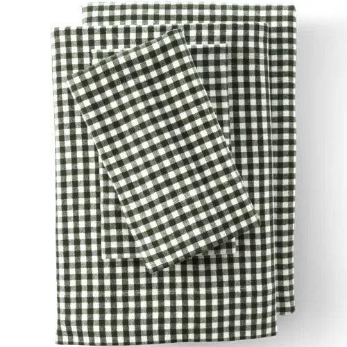 Comfy Super Soft Cotton Flannel Plaid Bed Sheet Set - 5oz