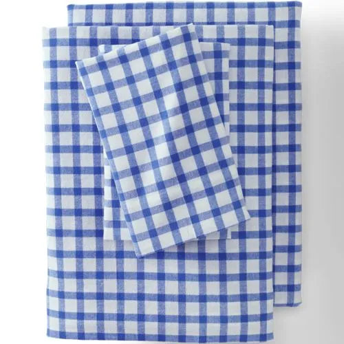 Comfy Super Soft Cotton Flannel Plaid Bed Sheet Set - 5oz