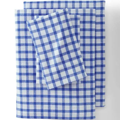 Comfy Super Soft Cotton Flannel Plaid Bed Sheet Set - 5oz