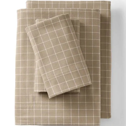 Comfy Super Soft Cotton Flannel Plaid Bed Sheet Set - 5oz