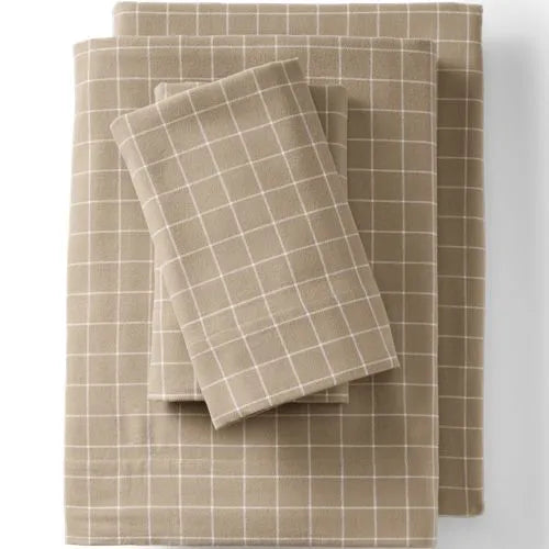 Comfy Super Soft Cotton Flannel Plaid Bed Sheet Set - 5oz