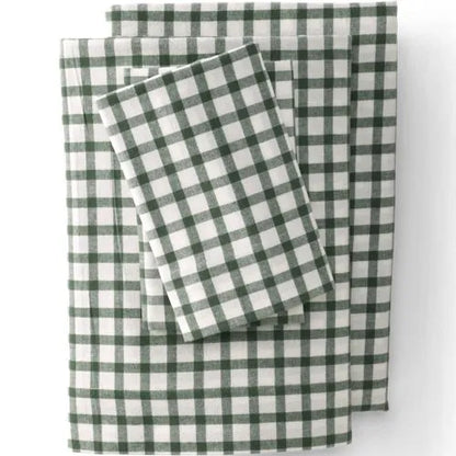 Comfy Super Soft Cotton Flannel Plaid Bed Sheet Set - 5oz