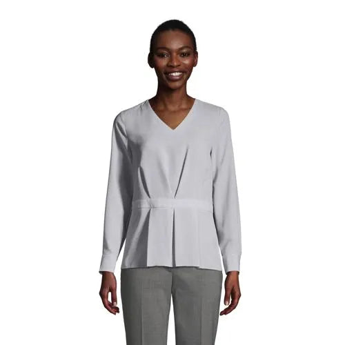 Women's Regular V-neck Pleated Blouse