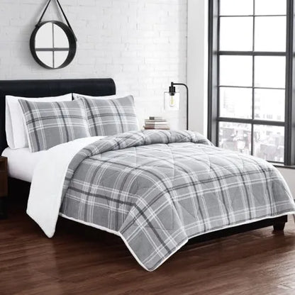 Cannon Cozy Teddy Plaid Print Comforter Set