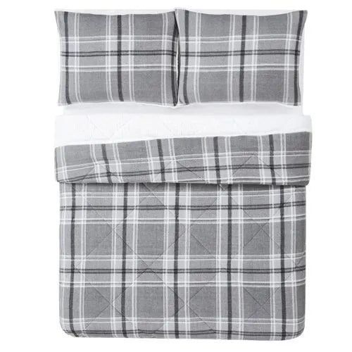 Cannon Cozy Teddy Plaid Print Comforter Set