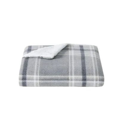 Cannon Cozy Teddy Plaid Sweater Knit Blanket