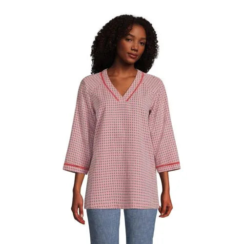 Women's Rayon 3/4 Sleeve V-neck Tunic Top