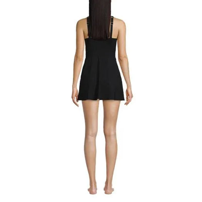 Women's V-neck Tulip Wrap Swim Dress One Piece Swimsuit