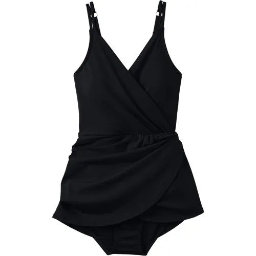 Women's V-neck Tulip Wrap Swim Dress One Piece Swimsuit