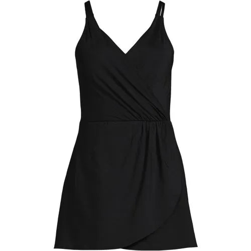 Women's V-neck Tulip Wrap Swim Dress One Piece Swimsuit