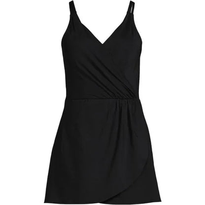 Women's V-neck Tulip Wrap Swim Dress One Piece Swimsuit