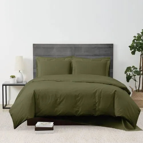 Cannon Solid Cotton Percale Duvet Cover Set