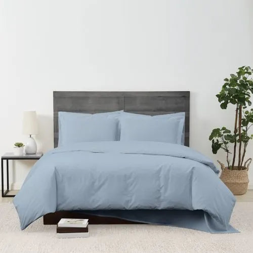 Cannon Solid Cotton Percale Duvet Cover Set