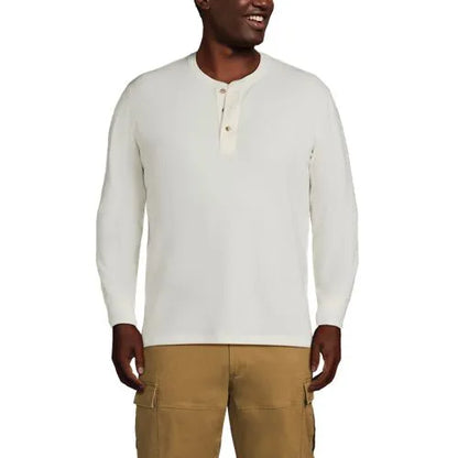 Men's Big and Tall Long Sleeve Thermal Waffle Henley