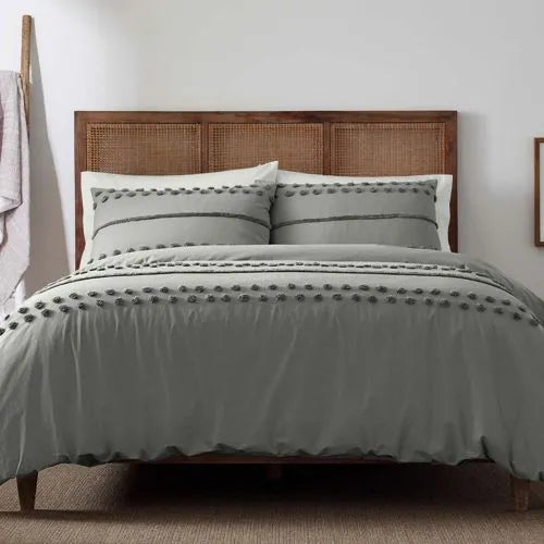 Blue Loom Hazel Textured Cotton Duvet Cover Set