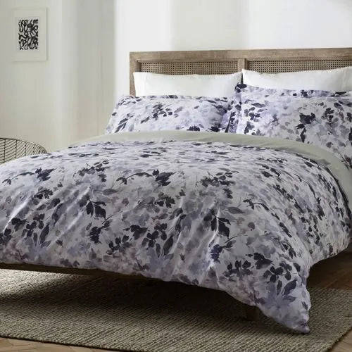 Blue Loom Juniper Impressionist Floral Print Cotton Duvet Cover Set
