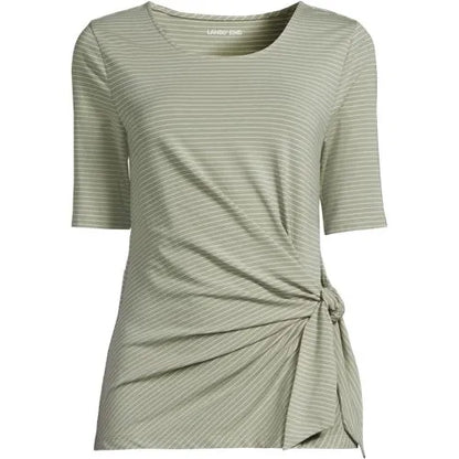 Women's Plus Size Lightweight Jersey Tie Front Top
