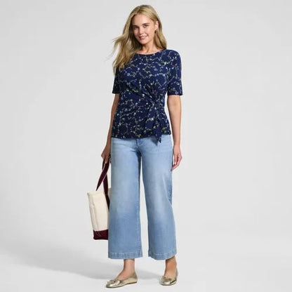 Women's Lightweight Jersey Tie Front Top