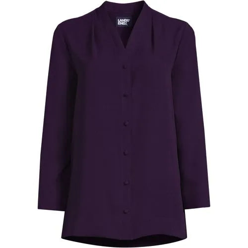 Women's Long Sleeve V-neck Crepe Tunic