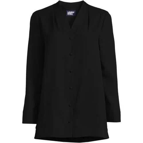 Women's Long Sleeve V-neck Crepe Tunic