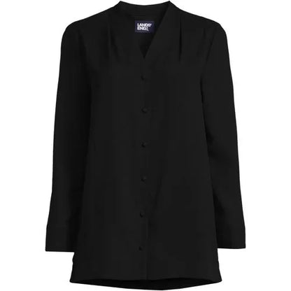 Women's Long Sleeve V-neck Crepe Tunic