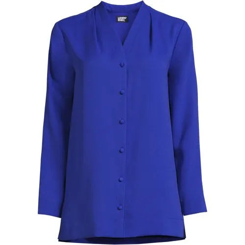 Women's Long Sleeve V-neck Crepe Tunic