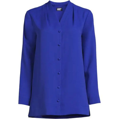 Women's Long Sleeve V-neck Crepe Tunic