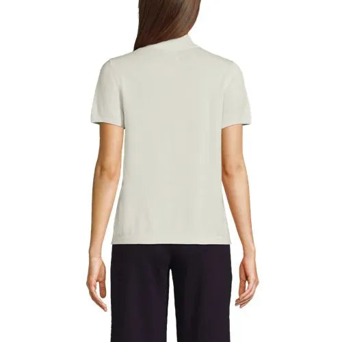 Women's Cotton Modal Half Sleeve Mock Neck Pullover Sweater