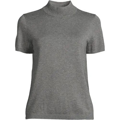 Women's Cotton Modal Half Sleeve Mock Neck Pullover Sweater