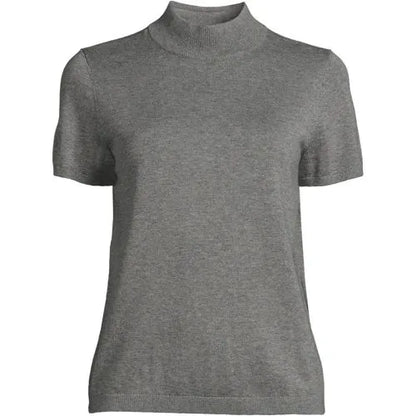 Women's Cotton Modal Half Sleeve Mock Neck Pullover Sweater