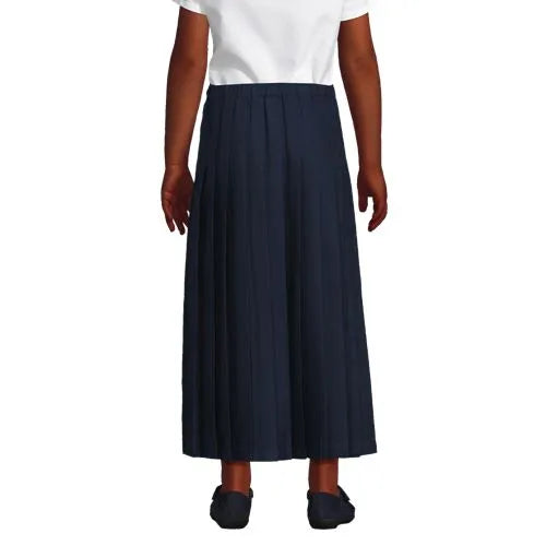 School Uniform Girls Solid Pleated Skirt Ankle Length