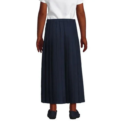 School Uniform Girls Solid Pleated Skirt Ankle Length