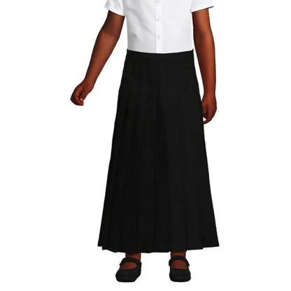 School Uniform Girls Solid Pleated Skirt Ankle Length